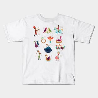 Twelve days of Christmas Numbered Kids T-Shirt